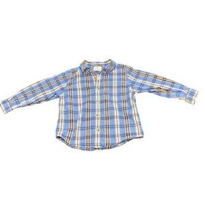 Hanna Andersson Blue Plaid Lightweight Button Down Boy Shirt Size 100